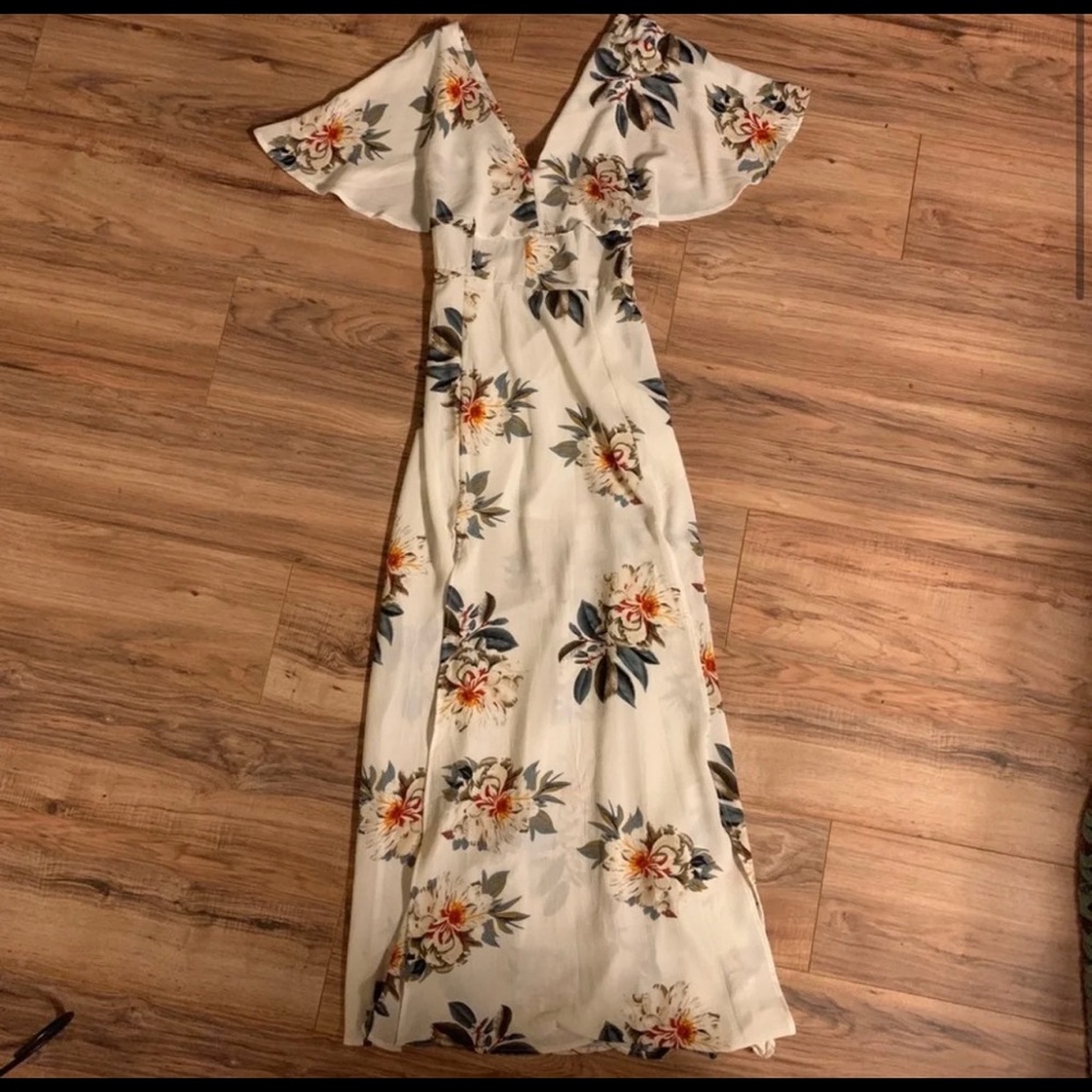 Pink Lily open back floral maxi